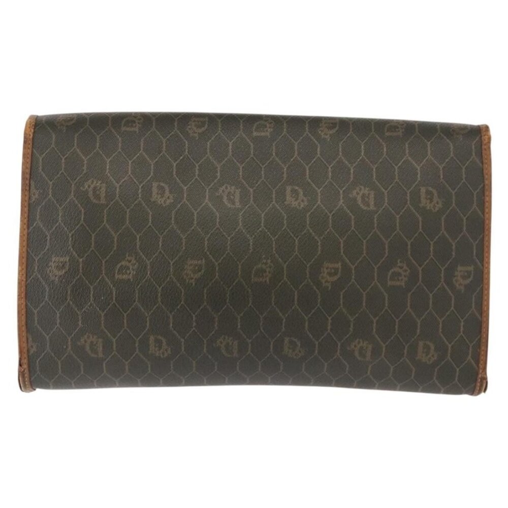 Authentic Christian Dior Honeycomb Canvas Shoulder Bag PVC Khaki Gold - Picture 9 of 16